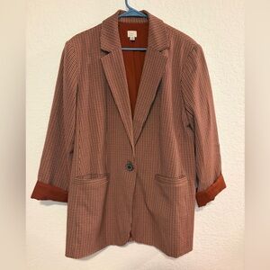 A New Day Rust Orange Houndstooth Blazer